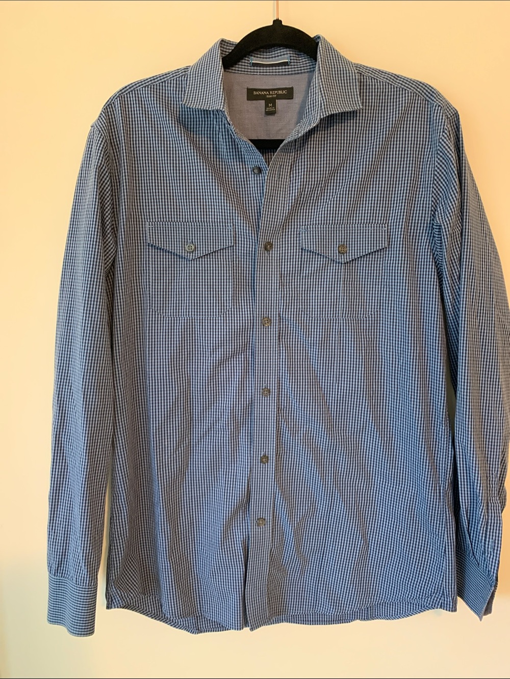 Banana Republic Men’s Light Blue Gingham Button-Down Shirt
